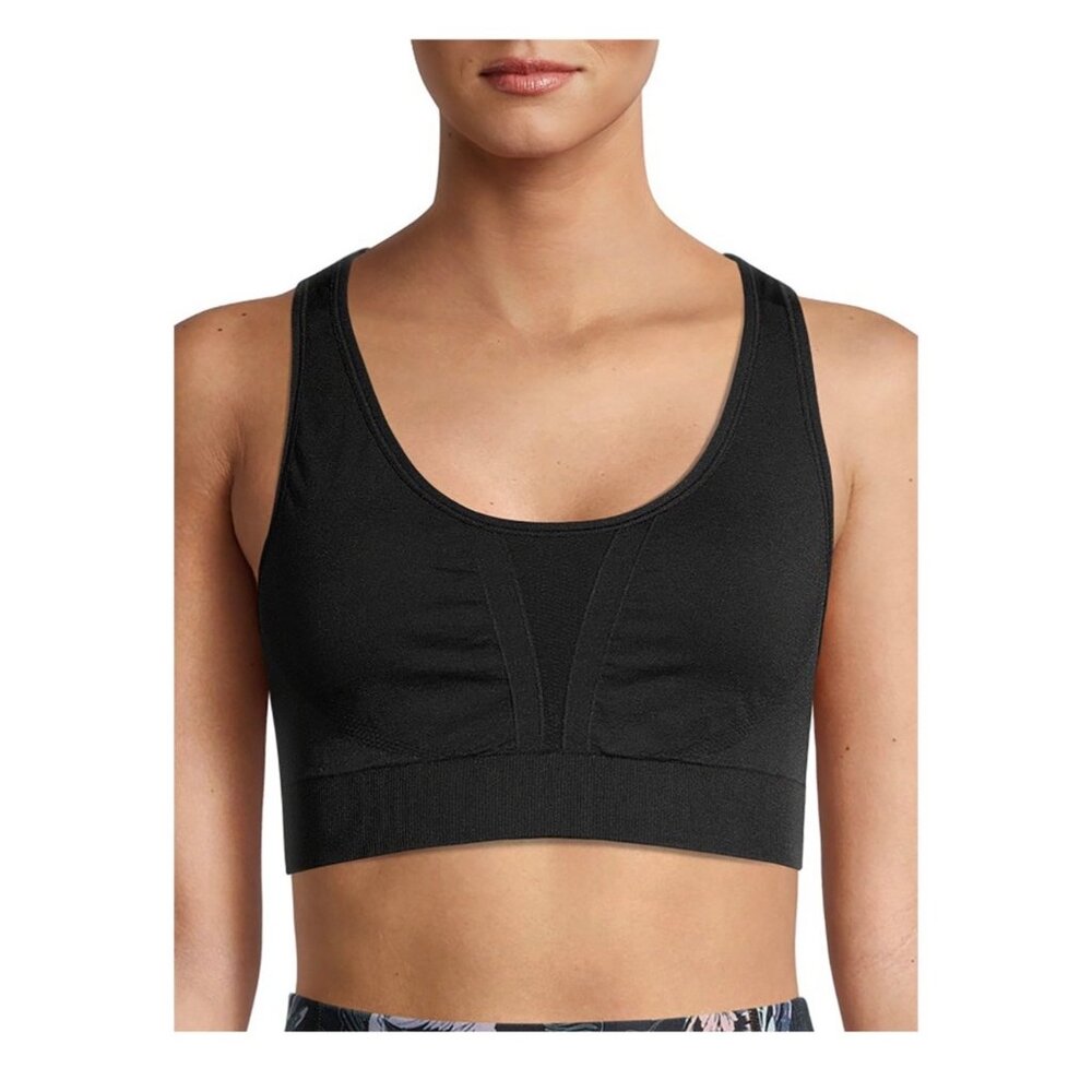 NWT Avia Women's 2XL Black Seamless Racerback Sports Bra Activewear Top Workouts